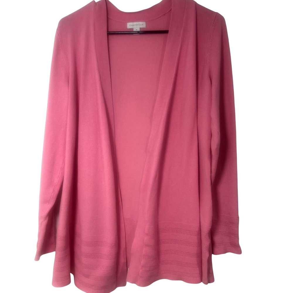 Charter Club Women's Cardigan Sweater Size M 74%rayon 25%nylon